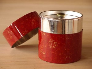 津軽塗 唐塗 金属茶筒