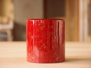 津軽塗 唐塗 金属茶筒