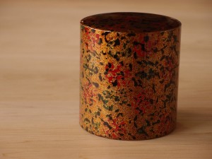 津軽塗 唐塗 金属茶筒