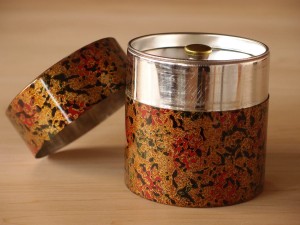 津軽塗 唐塗 金属茶筒