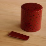 津軽塗 唐塗 金属茶筒・茶さじ