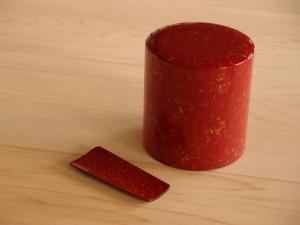 津軽塗 唐塗 金属茶筒・茶さじ