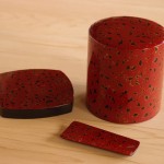 津軽塗 唐塗 金属茶筒セット