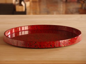 津軽塗 唐塗 末広盆