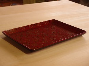 津軽塗 唐塗 長手盆