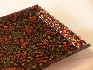 津軽塗 唐塗 名刺盆