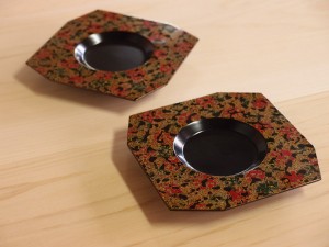 津軽塗 唐塗 隅切茶托