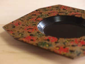 津軽塗 唐塗 隅切茶托