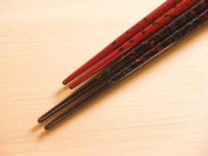 津軽塗 夫婦箸 唐塗 呂・赤