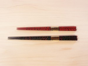 津軽塗 夫婦箸 唐塗 呂・赤
