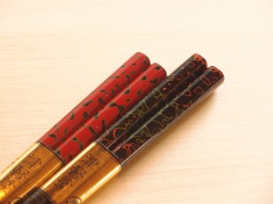 津軽塗 夫婦箸 唐塗 呂・赤