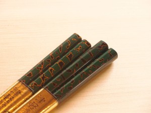 津軽塗 夫婦箸 唐塗 緑