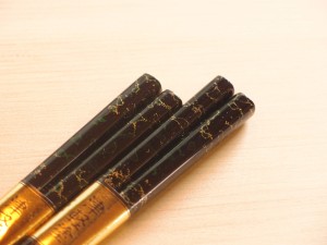 津軽塗 夫婦箸 唐塗 黒