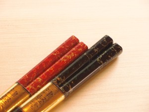 津軽塗 夫婦箸 唐塗 黒・赤々
