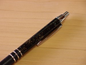津軽塗 ボールペン 唐塗 貝蒔 黒