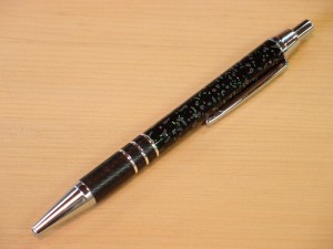 津軽塗 ボールペン 唐塗 貝蒔 透緑