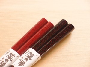 菜の華 津軽塗 夫婦箸 七々塗 黒 （赤種）・ 赤 （黒種）