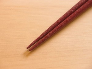 つがり 津軽塗 すべらない箸 石地塗 赤