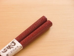 つがり 津軽塗 すべらない箸 石地塗 赤