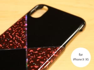 津軽塗 iPhoneケース 雅 [iPhone X・XS] 螺鈿塗分 星海 透赤