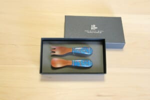 【幼児スプーン・フォーク】変わり塗 [スプーン]あさぎ・[フォーク]あさぎ