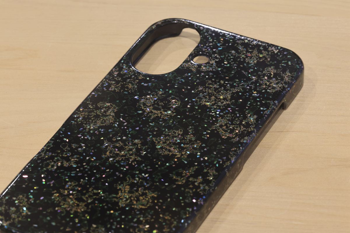 津軽塗 iPhoneケース [iPhone 17] 唐塗 貝蒔 黒