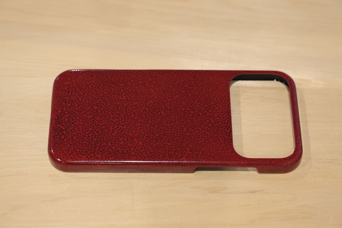 津軽塗 iPhoneケース [iPhone 17 ProMax] 七々子塗 赤[黒種]