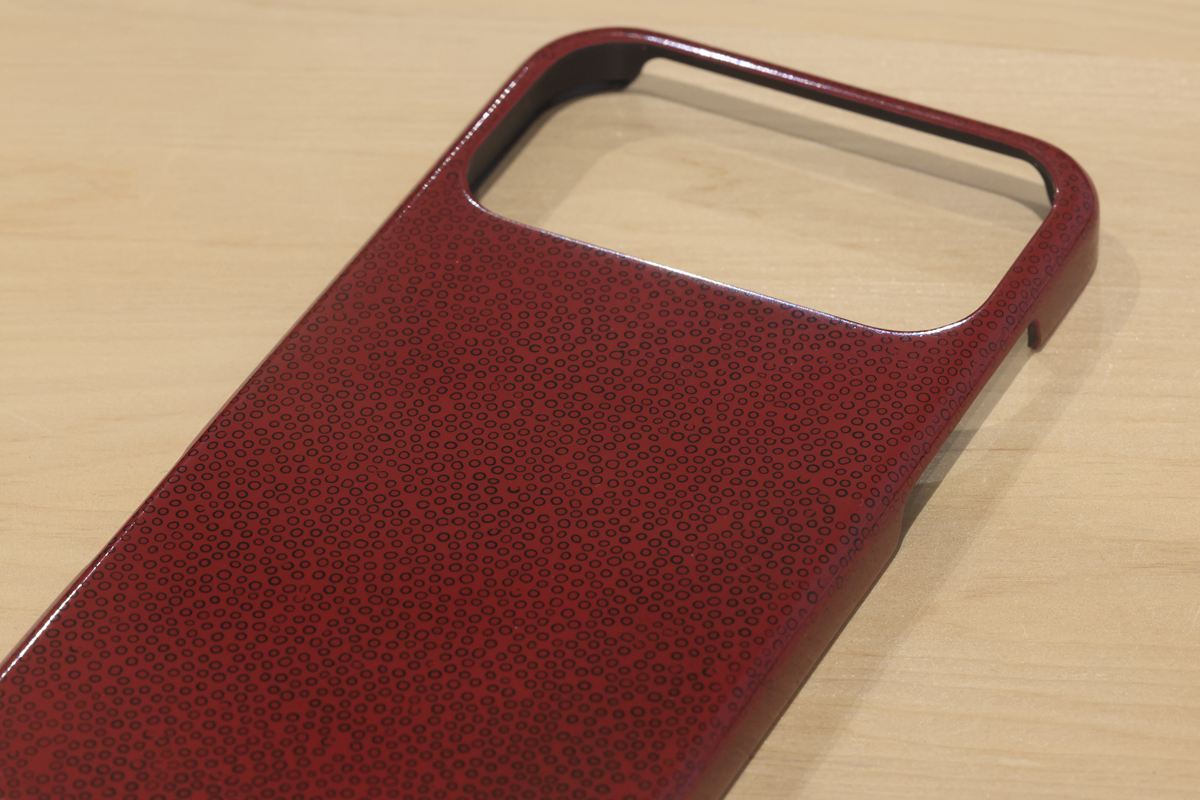 津軽塗 iPhoneケース [iPhone 17 ProMax] 七々子塗 赤[黒種]
